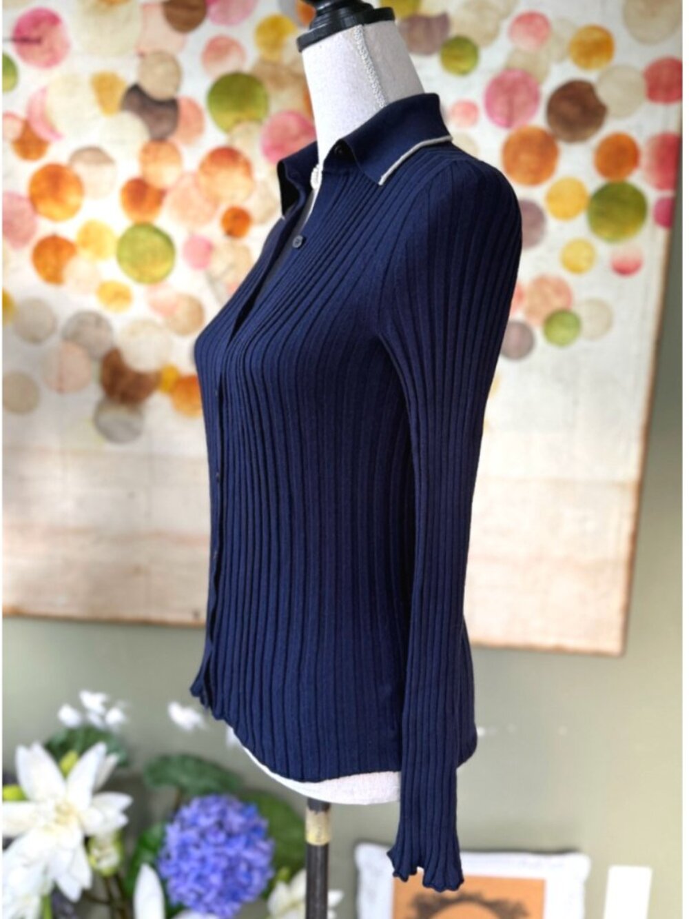 Theory Everly Button-Down Ribbed Sweater - Picture 2 of 7